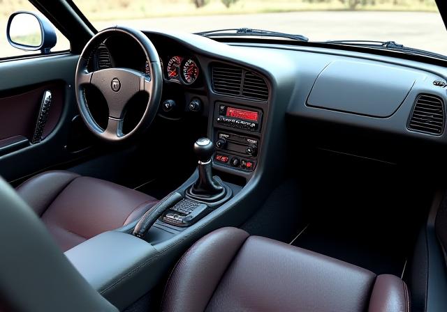 アルカンターラで張り替えられたマツダRX-7のインテリア